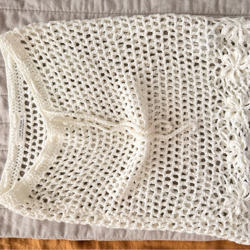 White Crochet Knit Top